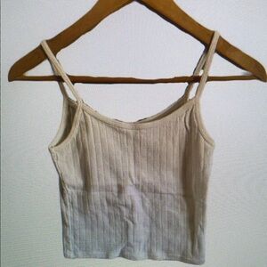 Women's Cream Ribbed Tank Top